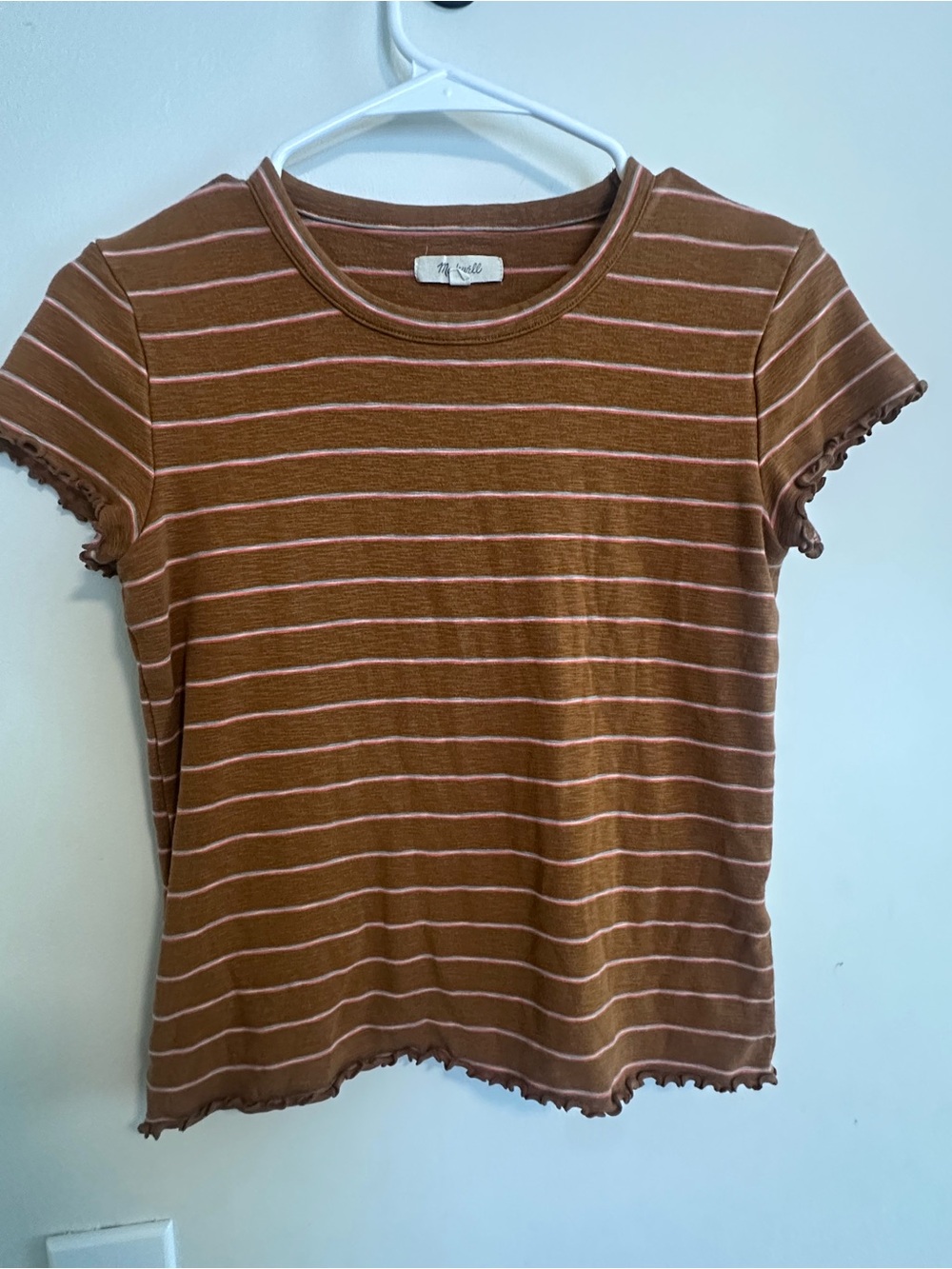 Madewell Brown, pink and blue, Short-Sleeve Striped Tee, XS